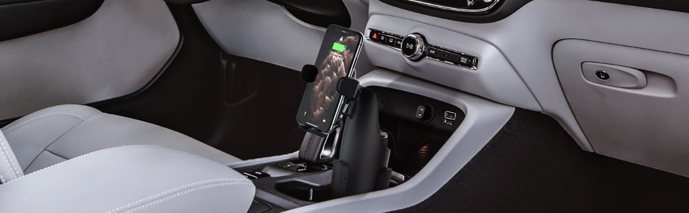 autosense_cupholder_feature-image00 auto sense wireless charging phone mount installed in vehicle cup holder