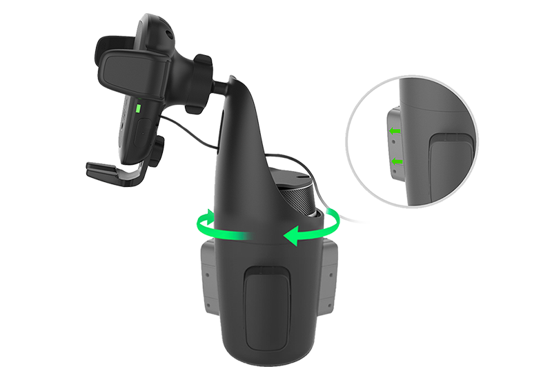 autosense_cupholder_feature-image5 cord organizer hidden inside the auto sense cup holder mount, wirelessly charging phone mount, cup holder car mount
