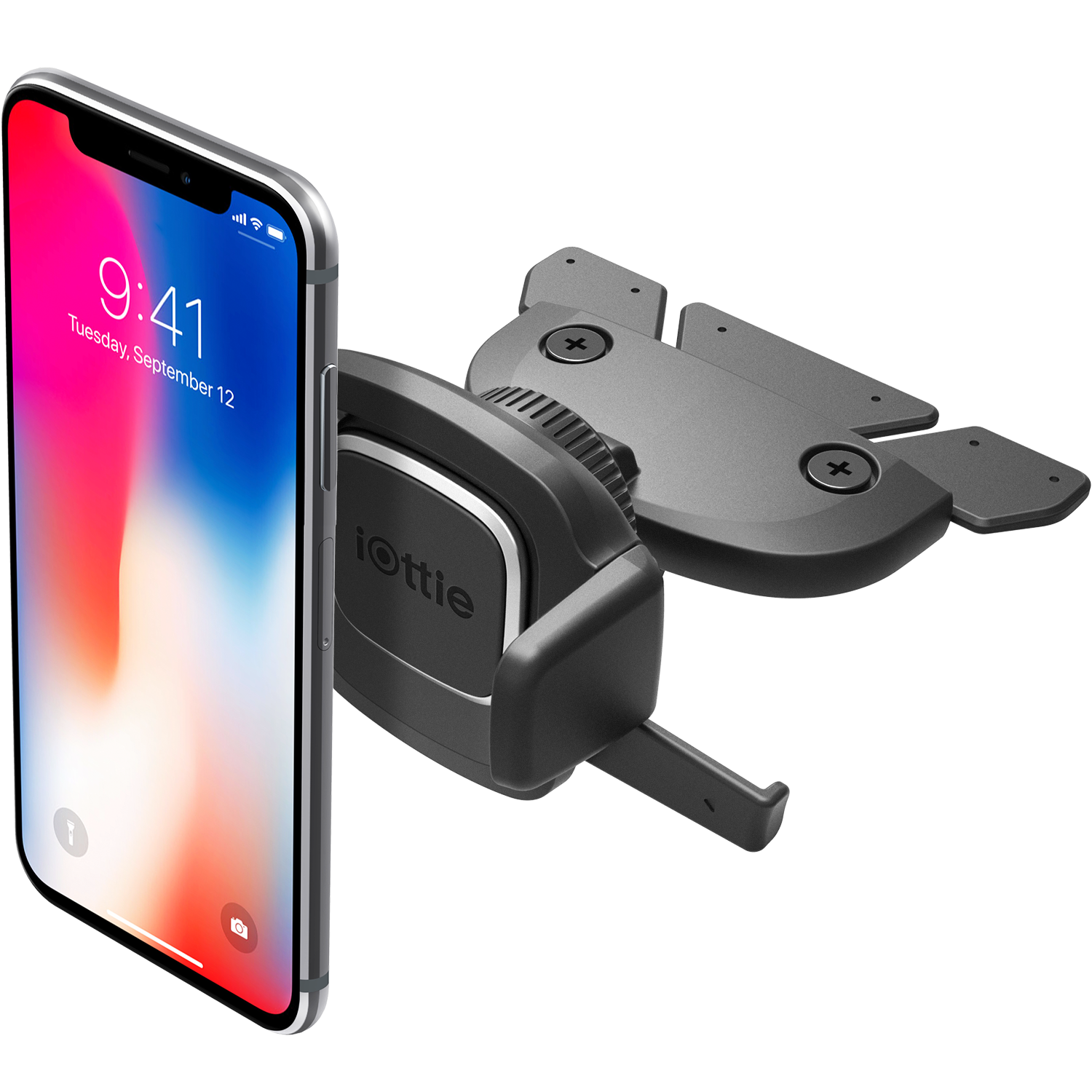 iPhone Mounted on the iOttie Easy One Touch 4 CD Slot Universal Car Mount Phone Holder for iPhone, Samsung, Moto, Huawei, Nokia, LG, Google Smartphones