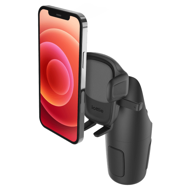 iPhone Mounted on the iOttie Easy One Touch 5 Cup Holder Universal Car Mount Phone Holder for iPhone, Samsung, Moto, Huawei, Nokia, LG, Google Smartphones