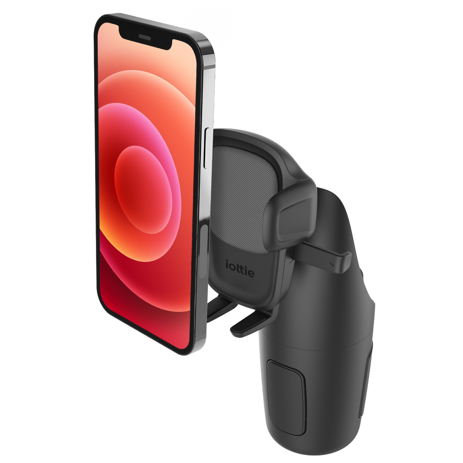 iPhone Mounted on the iOttie Easy One Touch 5 Cup Holder Universal Car Mount Phone Holder for iPhone, Samsung, Moto, Huawei, Nokia, LG, Google Smartphones