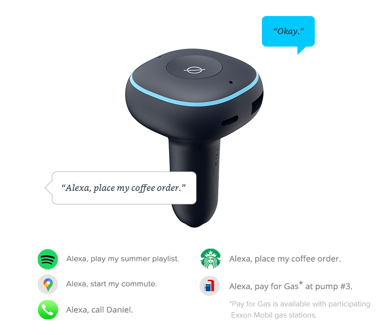 Alexa built-in aivo boost dual port car charger; car charger with Alexa, Alexa app support