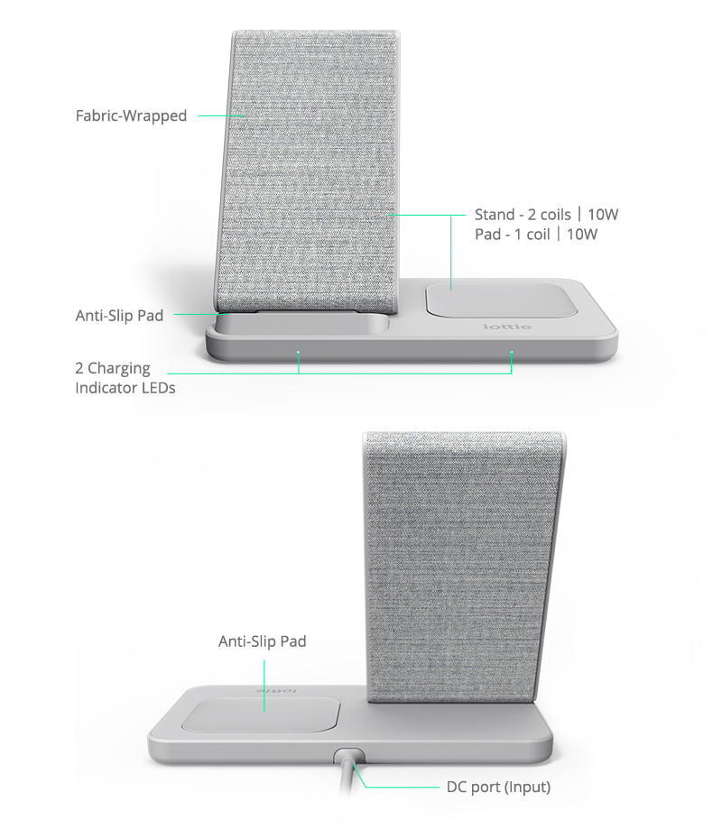 iottie.comion-wireless-duo-stand_lightgray_detail_at-a-glance iON Wireless Duo Stand in Light Gray Overview