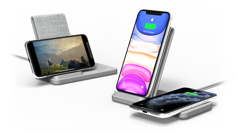 iottie.comion-wireless-duo-stand_lightgray_detail_ideal-viewing iON Wireless Duo Stand in Gray Charging iPhones in Landscape & Portrait Mode