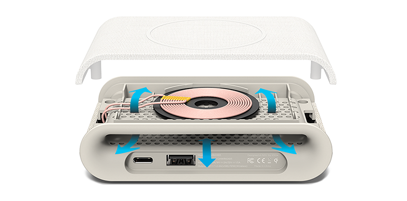 iON Wireless Plus Charging Pad in Ivory Air Flow Demonstration
