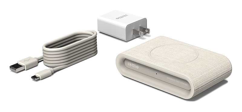 iON Wireless Plus Charging Pad in Ivory, Power Adapter, & USB Cable