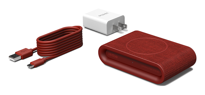 iottie.comionw-plus_ruby_detail_whats-in-the-box iON Wireless Plus Charging Pad in Ruby, Power Adapter, & USB Cable