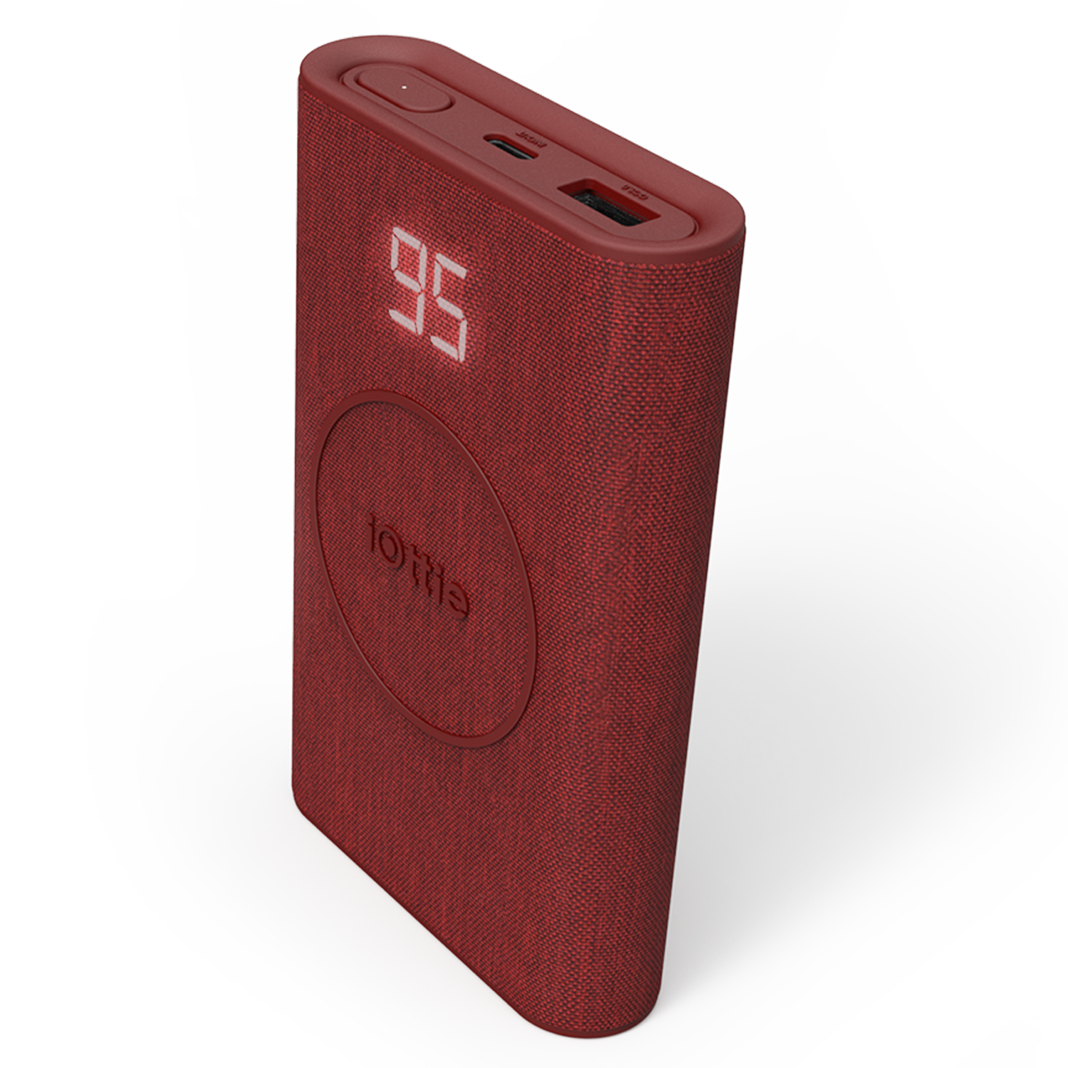 Top View of the iON Wireless Go Power Bank in Ruby, Portable Charger