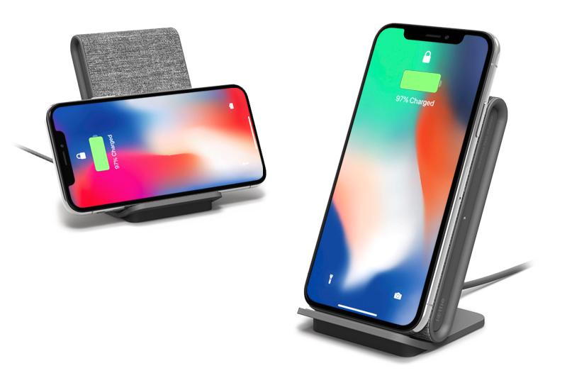 iON Wireless Charging Stand with Phone Mounted in Portrait & Landscape Mode