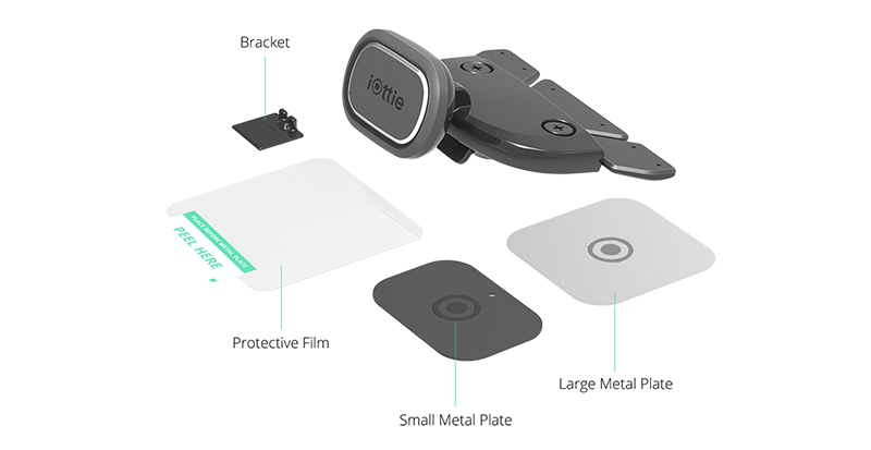 itap2_cd_detail-image6 iTap Magnetic 2 CD Slot Mount includes protective film and metal plates for wireless charging