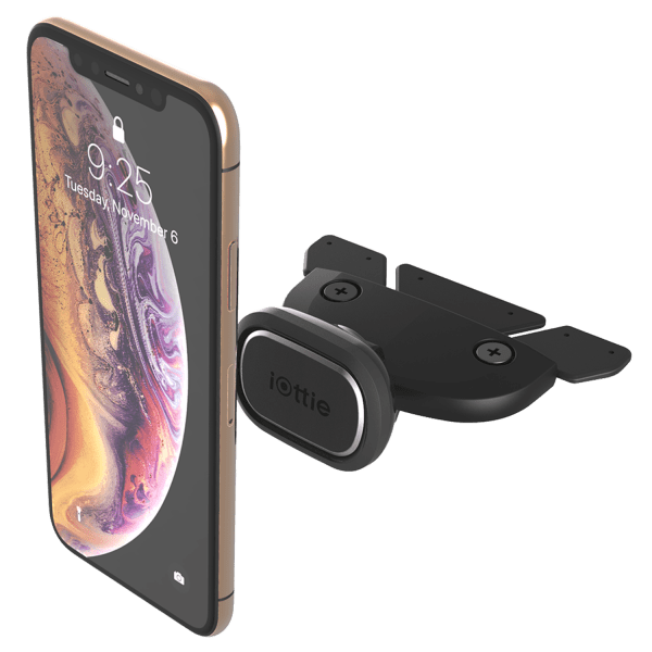 phone mounted on the iTap Magnetic 2 CD Slot Mount, wireless charging car phone mount