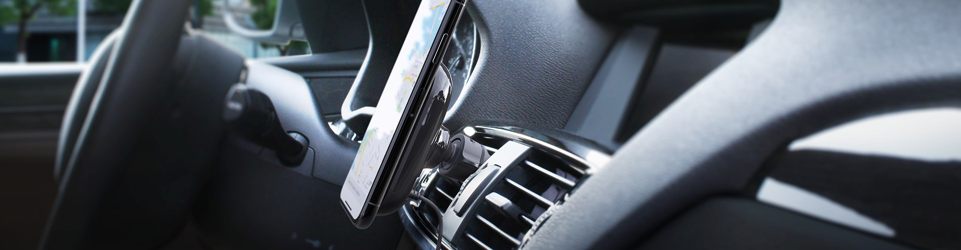 itapw2_vent_feature_image00 iTap wireless 2 air vent mount installed in vehicle air vent, wireless charging air vent mount