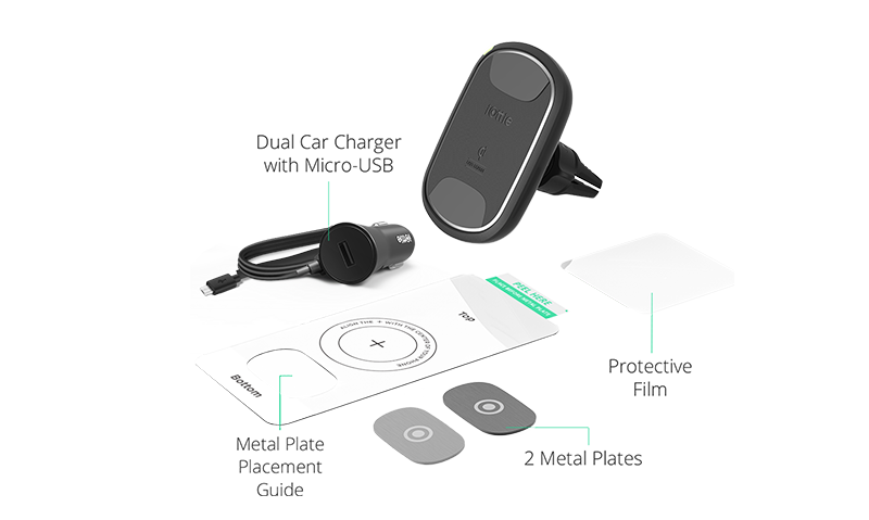 overview of iTap wireless 2 air vent mount, wireless charging air vent mount