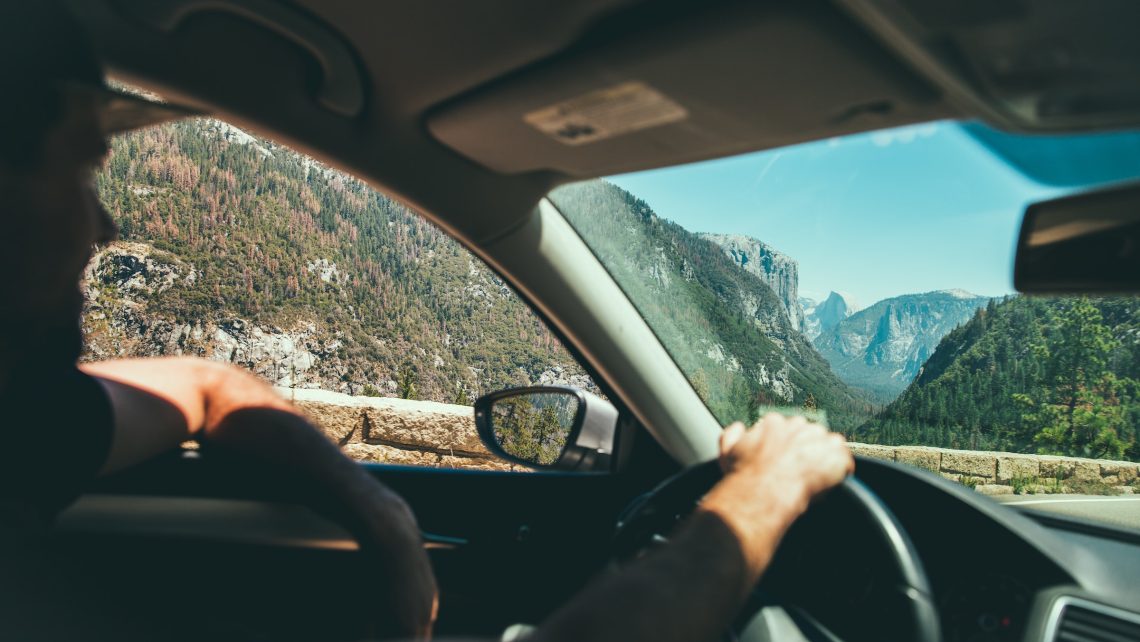 road trip Man driving his car